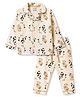 CUCUMBER Cotton Knit Full Sleeves Co-Ords Shirt & Pyjama Night Suit With Animal Print - Cream
