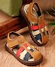 Tiny Bugs Colour Blocked Strap Detailed Velcro Closure Sandals - Tan