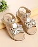 Tiny Bugs Bow Applique Detailed Velcro Closure Sandals - Golden