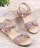 Tiny Bugs Stones Embellished Velcro Closure Sandals - Peach