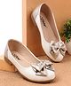 Tiny Bugs Bow Applique Detailed Ballerinas - White & Gold