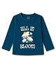 Cucumber Sinker Knit Full Sleeves Text & Floral Printed Top - Navy Blue