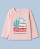 Cucumber Sinker Knit Full Sleeves Text Printed Top -Baby Pink