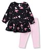 CUCUMBER Sinker Knit Full Sleeves Star Printed T-Shirt & Pant Set - Black