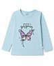 CUCUMBER Sinker Knit Full Sleeves Top With Butterfly Print- Light Blue
