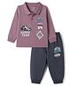 CUCUMBER Sinker Knit Full Sleeves Text & Vehicles Printed Polo T-Shirt & Jogger Set - Rose Gold