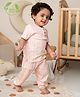 Cot & Candy Organic Cotton Knit Half Sleeves Striped Coordinating Tee & Cargo Pants Set - Yellow & Purple