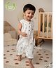 Cot & Candy Organic Muslin Woven Half Sleeves Palm Trees   Printed Romper - White & Green