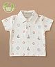 Cot & Candy Organic Cotton Knit Half Sleeves Nautical Theme Printed Polo Tee - White