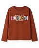 Ohms Cotton Single Jersey Knit T-Shirt with Full Sleeves and Always Stay Focused Text Print - Brown