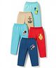OHMS Single Jersey Knit Full Length Lounge Pants with Anchor Rocket Lion Astronaut & Play Text Print Pack of 5 - Blue Red Light Blue Beige
