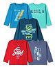 OHMS Single Jersey Knit T-Shirts with Full Sleeves and Typography Print Pack of 5 - Teal, Turquoise, Blue, Red, Grey