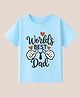 BLUSHES 100% Cotton Knit Fathers Day Theme Half Sleeves Worlds Best Dad Text Printed Tee - Aqua Blue