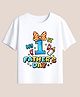 BLUSHES 100% Cotton Knit Fathers Day Theme Half Sleeves My 1st Fathers Day Text Printed Tee - White