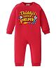 BLUSHES 100% Cotton Knit Fathers Day Theme Full Sleeves Daddys Little Helper Text Printed Romper - Red