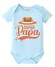 BLUSHES 100% Cotton Knit Fathers Day Theme Half Sleeves Real Super Papa Text Printed Onesie - Aqua Blue