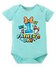 BLUSHES 100% Cotton Knit Fathers Day Theme Half Sleeves My First Fathers Day Text Printed Onesie - Sea Green