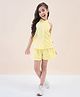 StyloBug Cotton Woven Sleeveless Schiffli Embroidered  Coordinating Top & Shorts Set - Yellow
