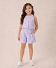 StyloBug Cotton Woven Sleeveless Schiffli Embroidered  Coordinating Top & Shorts Set - Lavender