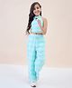 StyloBug Woven Sleeveless Checked Coordinating Top & Pants Set - Blue