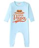 BLUSHES 100% Cotton Knit Fathers Day Theme Full Sleeves Real Super Papa Text Printed Romper - Aqua Blue