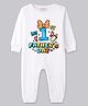 BLUSHES 100% Cotton Knit Fathers Day Theme Half Sleeves My 1st Fathers Day Text Printed Romper - White