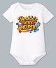 BLUSHES 100% Cotton Knit Fathers Day Theme Half Sleeve Daddys Little Helper Text Printed Onesie - White