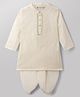 EARTHY TOUCH Cotton Woven Full Sleeves Striped Kurta & Dhoti Set - OffWhite