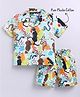 LITTLE COLLARS Cotton Woven Half Sleeves Animals Printed Coordinating Shirt & Shorts Set - Multi Colour