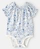 OshKosh B'gosh Cotton Woven Half Sleeves Onesie With Floral Print - White
