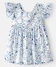OshKosh B'gosh Cotton Woven Half Frill Sleeves Floral Printed Ruffle Frock - Light Blue