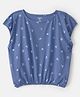 OshKosh B'gosh Cotton Woven Half Sleeves Floral & Hearts Printed Top - Navy Blue