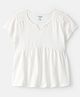 OshKosh B'gosh Cotton Woven Half Sleeves Solid Top - White