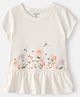 OshKosh B'gosh Cotton Woven Half Sleeves Floral Embroidered Top - White