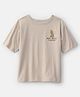 OshKosh B'gosh Cotton Woven Half Sleeves Drop Shoulder T-Shirt With Crocodile Print - Tan