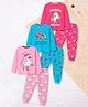 Trampoline Cotton Blend Knit Pack Of 3 Full Sleeves Unicorn & Cute Duck Printed Tees & Pajamas Night Suit - Dark Pink Blue & Pink