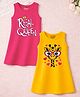 Trampoline Cotton Blend Knit Sleeveless Giraffe & Real Queen Text Printed Dresses - Multi Colour