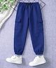 Trampoline Terry Knit Solid Cargo Style Joggers - Navy Blue