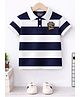 Trampoline Cotton Knit Rugby Striped & Sport Text Printed Polo Tee - Multi Colour
