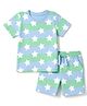 Honeyhap Premium Cotton 100% Cotton Knit Half Sleeves Co-Ords T-Shirt & Shorts Night Suit Bio Finish with Star Print - Sky Blue