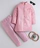 BT DEZINES Georgette Woven Full Sleeves Abstract Embroidered Sequins Embellished Sherwani & Pants With Necklace Set - Baby Pink