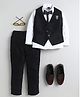 BT DEZINES Lurex Woven Full Sleeves Solid 3 Piece Party Suit Set With Bow - Black