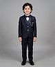 BT DEZINES Lurex Woven Full Sleeves Solid 4 Piece Party Suit Set With Bow - Navy Blue