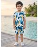 BT DEZINES Cotton Blend Knit Half Sleeves Abstract Printed Coordinating Tee & Shorts Set Set - Blue & Yellow