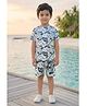 BT DEZINES Cotton Blend Knit Half Sleeves Abstract Printed Coordinating Tee & Shorts Set Set - Green & White