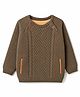 Yellow Apple Knit Full Sleeves Solid Colour Pullovers with Cable Knit Design - Dark Brown