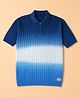 Yellow Apple Cotton Cable Knit Polo T-Shirt with Half Sleeves and Ombre Print - Blue