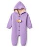 Yellow Apple Knit Full Sleeves  Hooded Winter Wear Romper With Quilted Knit Texture - Purple