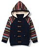 Yellow Apple Knit Full Sleeves Hoodie With Cable Knit Design - Navy Blue