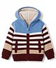 Yellow Apple Knit Full Sleeves Striped Hooded Sweat Jacket -Sky